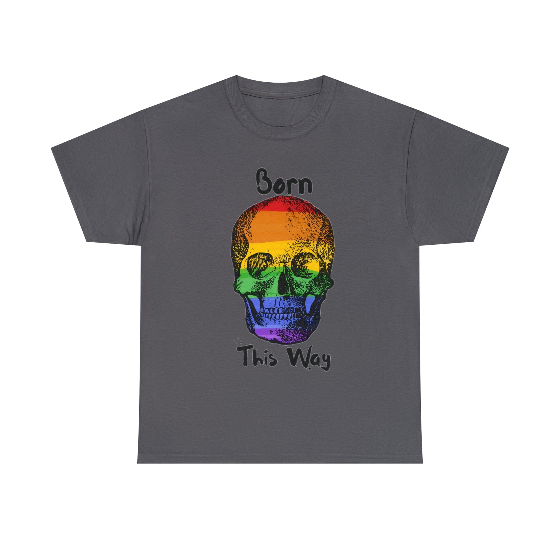 Born This Way Rainbow Skeleton Pride Unisex Heavy Cotton Tee ShirtT - ShirtVTZdesignsCharcoalSCrew neckDTGlgbtq