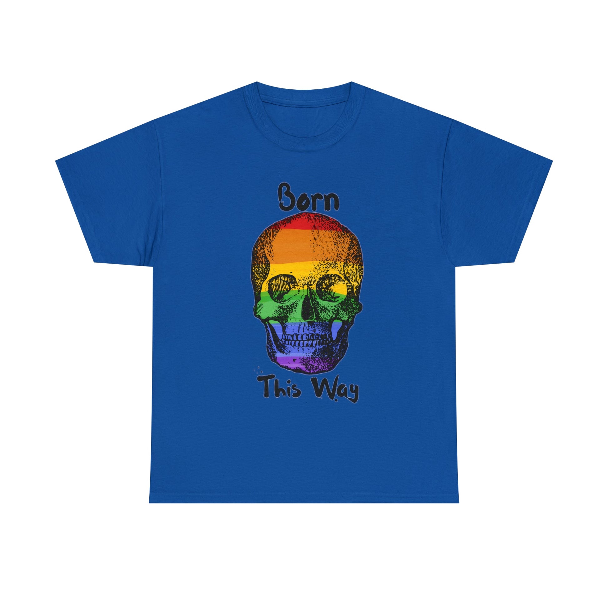 Born This Way Rainbow Skeleton Pride Unisex Heavy Cotton Tee ShirtT - ShirtVTZdesignsRoyalSCrew neckDTGlgbtq