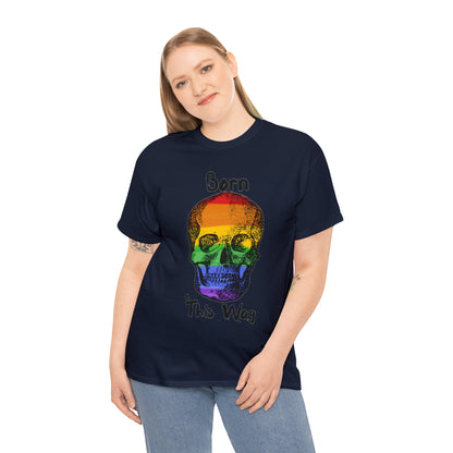 Born This Way Rainbow Skeleton Pride Unisex Heavy Cotton Tee ShirtT - ShirtVTZdesignsSport GreySCrew neckDTGlgbtq