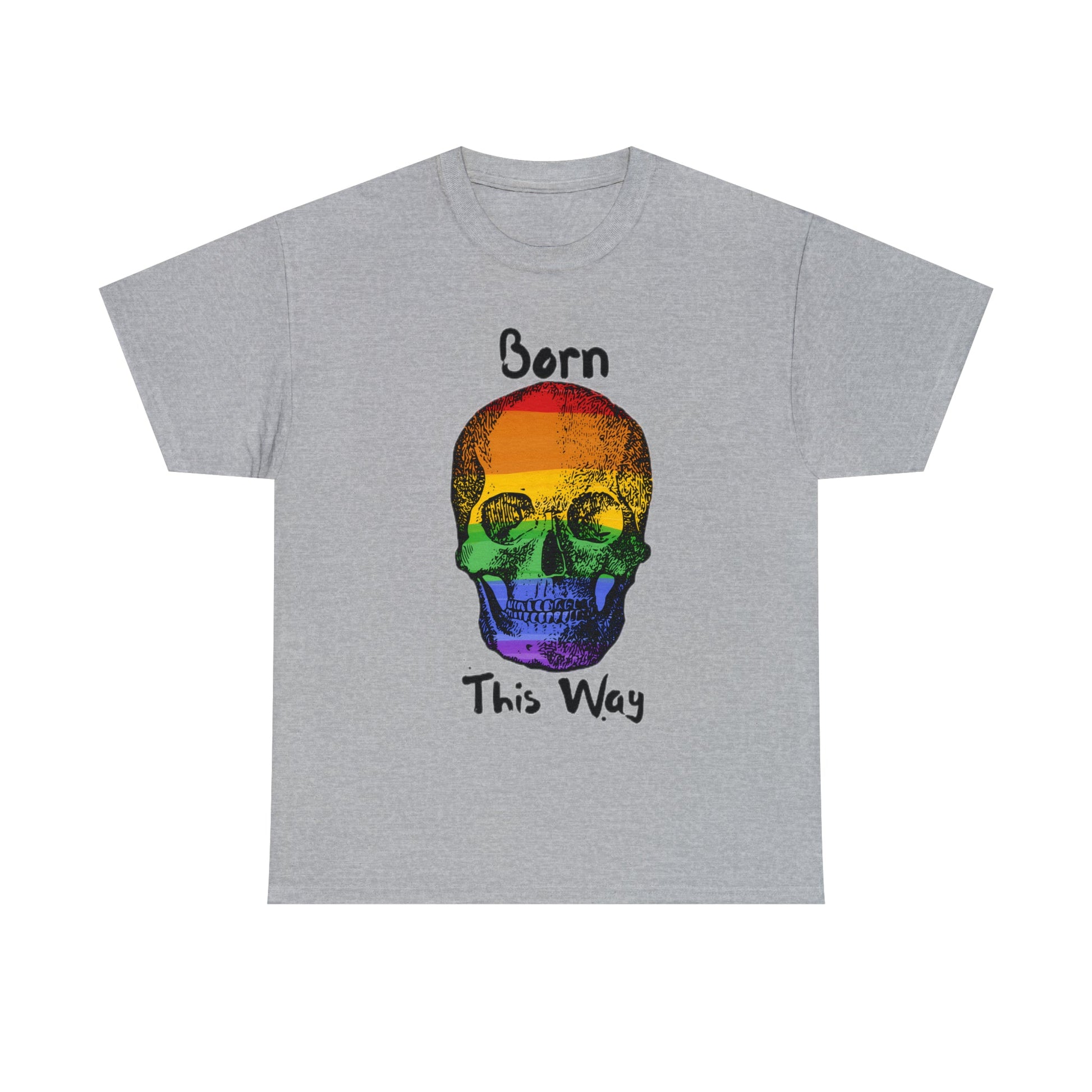 Born This Way Rainbow Skeleton Pride Unisex Heavy Cotton Tee ShirtT - ShirtVTZdesignsSport GreySCrew neckDTGlgbtq