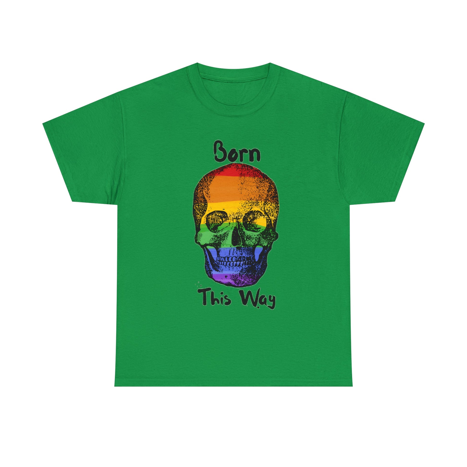 Born This Way Rainbow Skeleton Pride Unisex Heavy Cotton Tee ShirtT - ShirtVTZdesignsIrish GreenSCrew neckDTGlgbtq