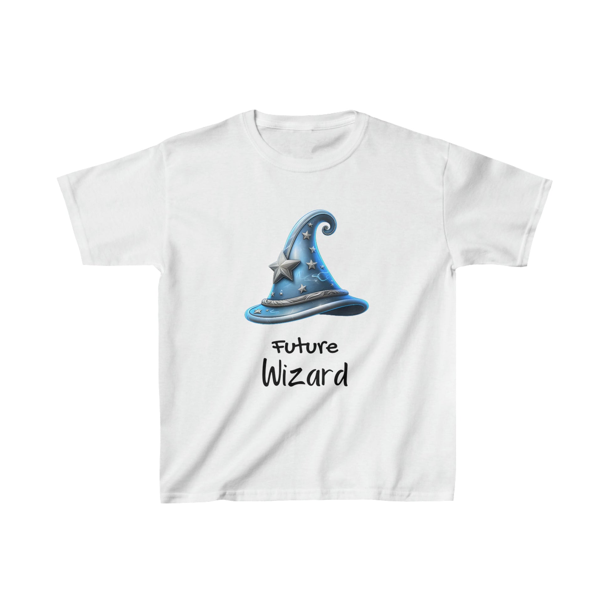 Boys Future Wizard Blue Hat Kids Heavy Cotton™ TeeKids clothesVTZdesignsXSWhiteCottonCrew neckDTG