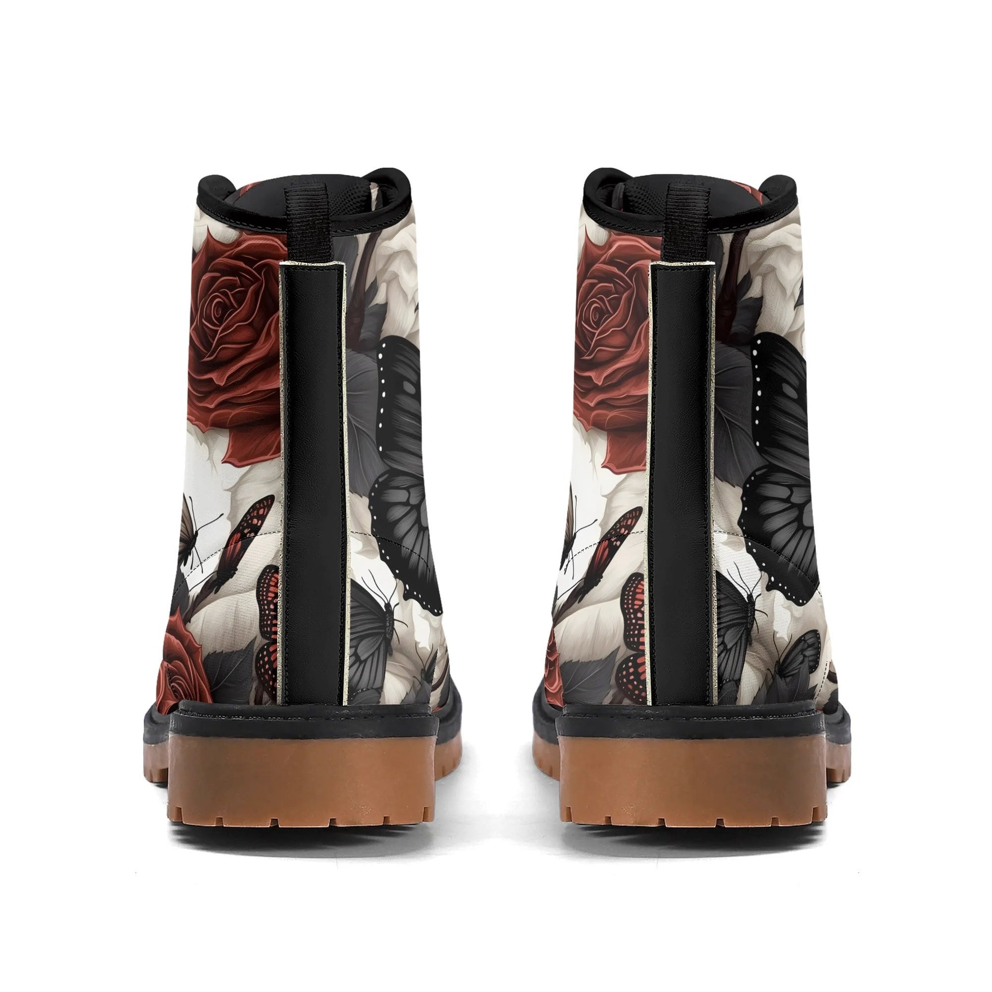 Butterflies and Roses Leather BootsShoesVTZdesignsUS5 (EU35)academiaaestheticblack