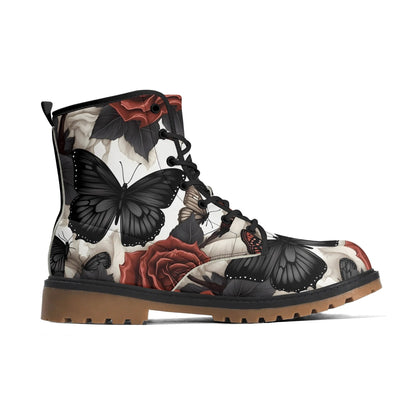 Butterflies and Roses Leather BootsShoesVTZdesignsUS5 (EU35)academiaaestheticblack