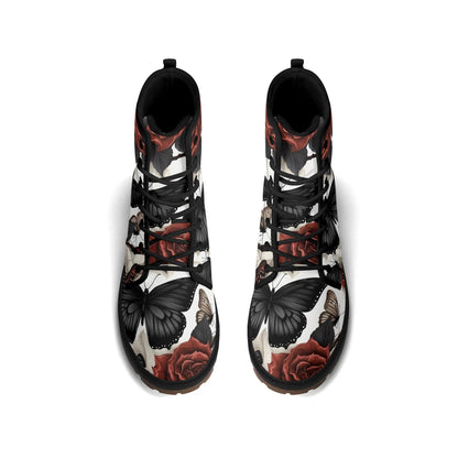 Butterflies and Roses Leather BootsShoesVTZdesignsUS5 (EU35)academiaaestheticblack