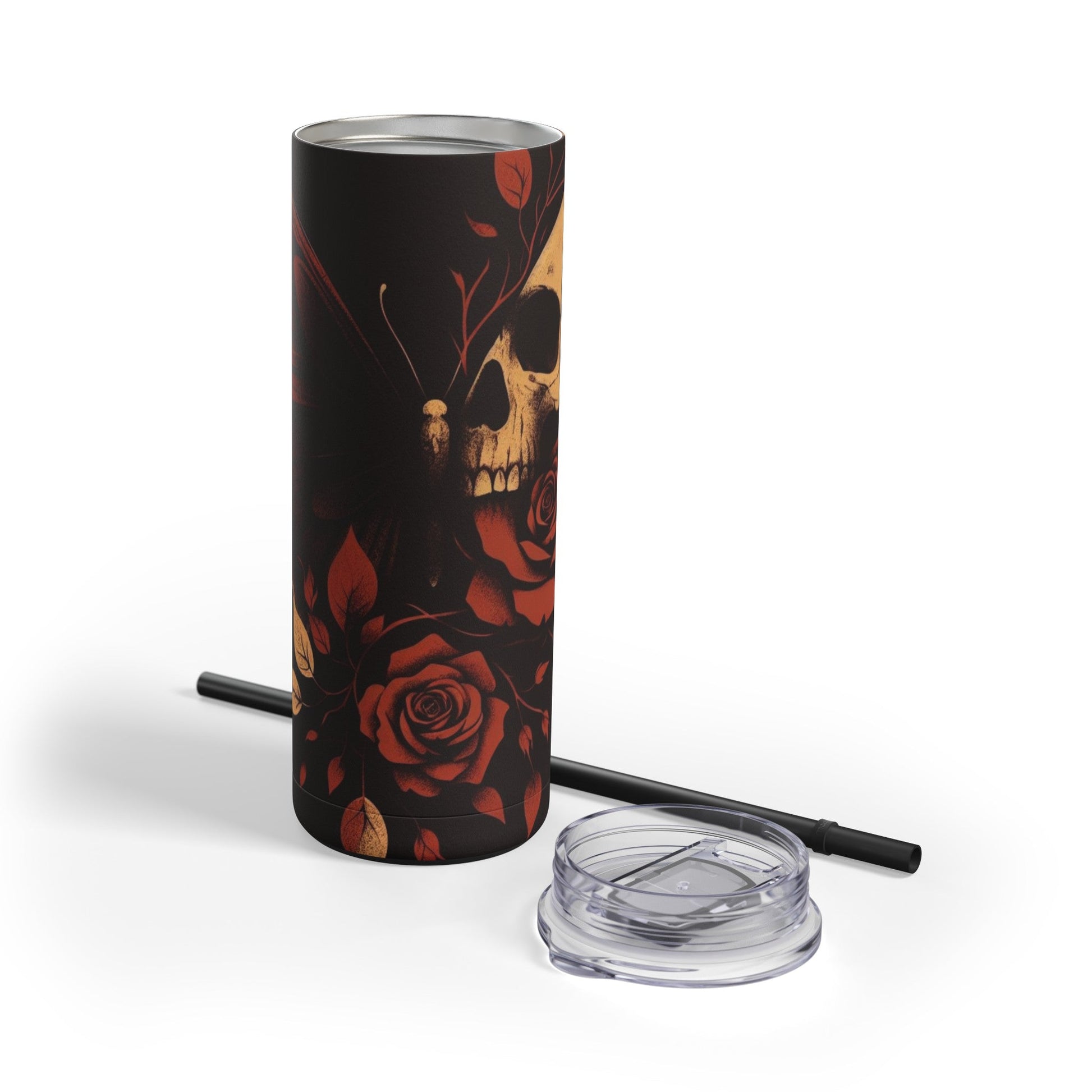 Butterfly Skull With Roses Matte TumblerMugVTZdesignsBlack20ozMatte20 ozacademiaBottles & Tumblers