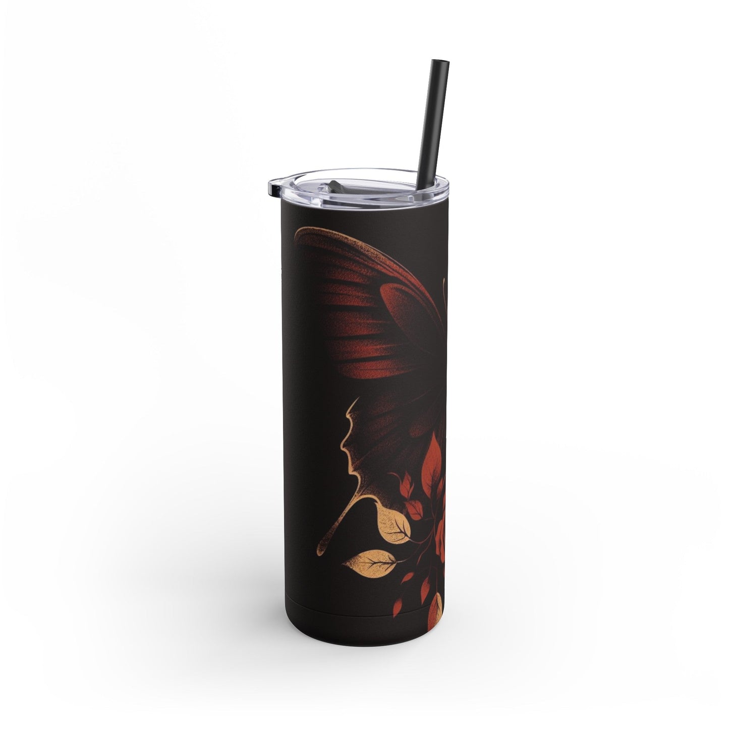 Butterfly Skull With Roses Matte TumblerMugVTZdesignsBlack20ozMatte20 ozacademiaBottles & Tumblers