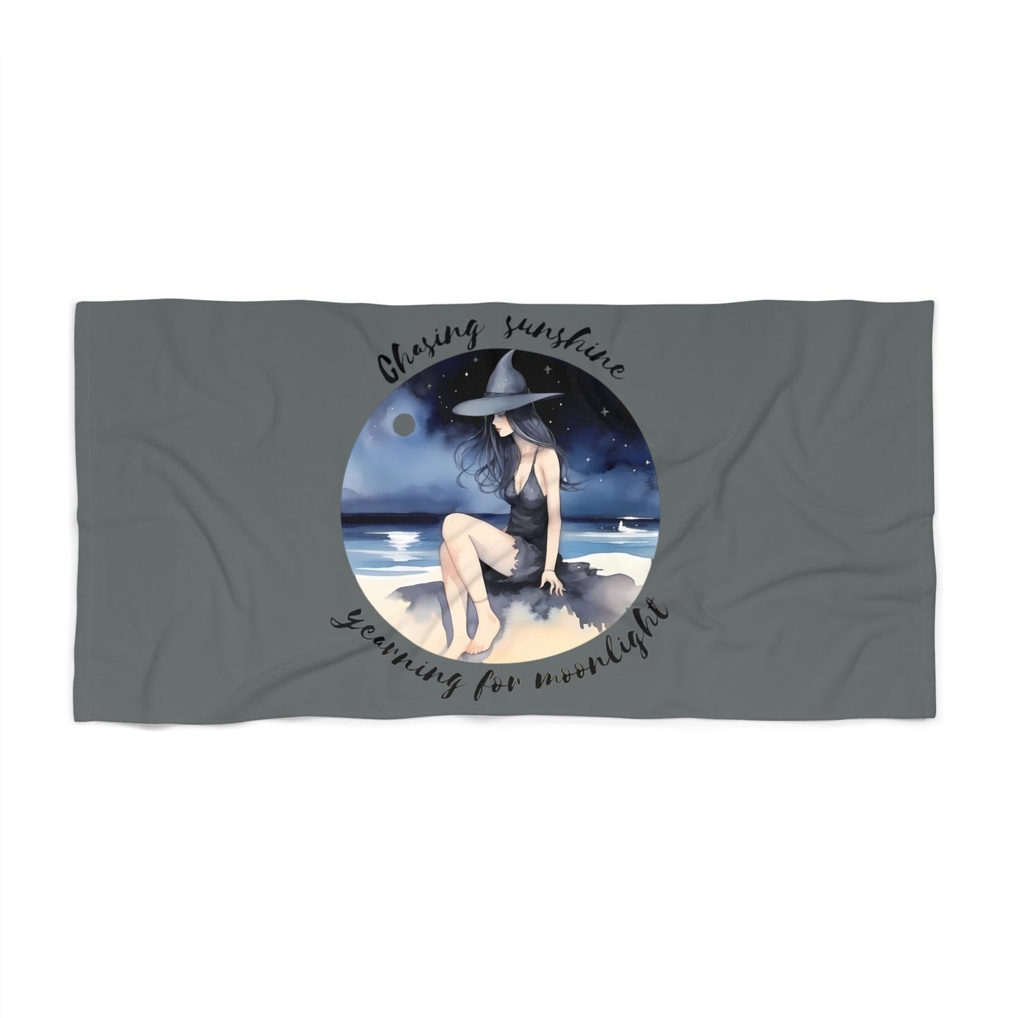 Chasing Sunshine Yearning for Moonlight Witchy Beach TowelHome DecorVTZdesigns30" × 60"BathBathroomhalloween