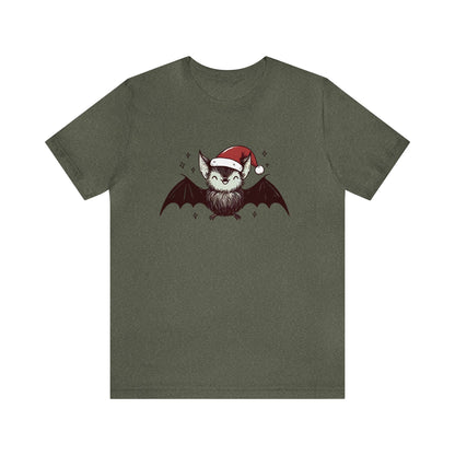 Christmas Bat Short Sleeve Tee ShirtT - ShirtVTZdesignsHeather Military GreenXSbatschristmasclothing