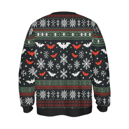 Christmas Bats and Snowflakes Pullover SweaterSweatshirtVTZdesignsWhiteSAOP Clothingchristmasclothing