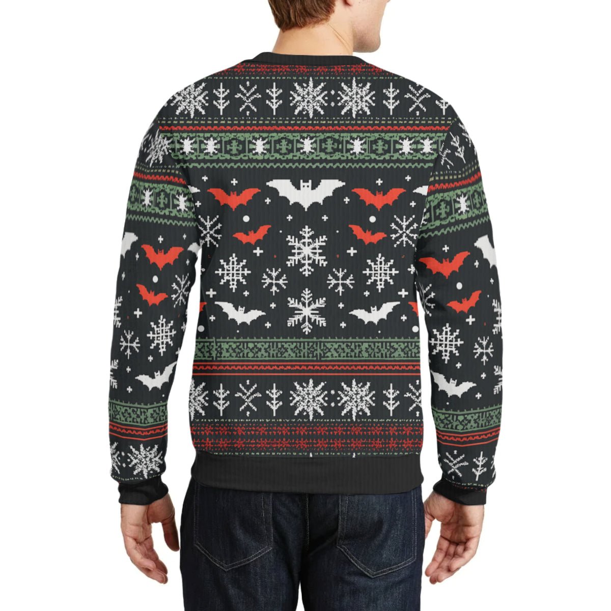 Christmas Bats and Snowflakes Pullover SweaterSweatshirtVTZdesignsWhiteSAOP Clothingchristmasclothing