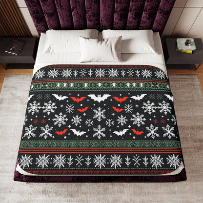 Christmas Bats and Snowflakes Sherpa BlanketHome DecorVTZdesigns60" × 80"Greybatblanketschristmas