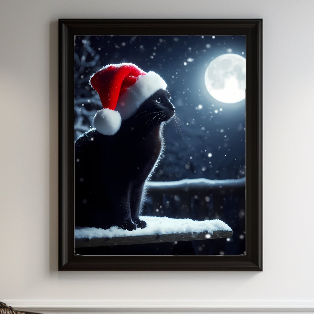 Christmas Cat PosterVTZdesigns5″×7″art printcat lovercat lovers
