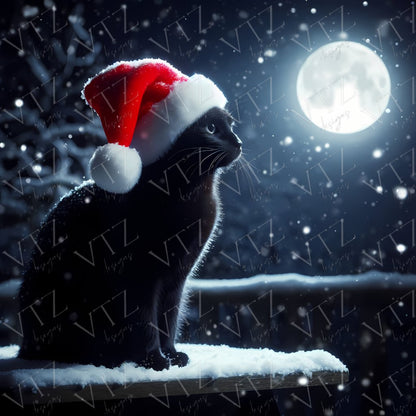 Christmas Cat PosterVTZdesigns5″×7″art printcat lovercat lovers