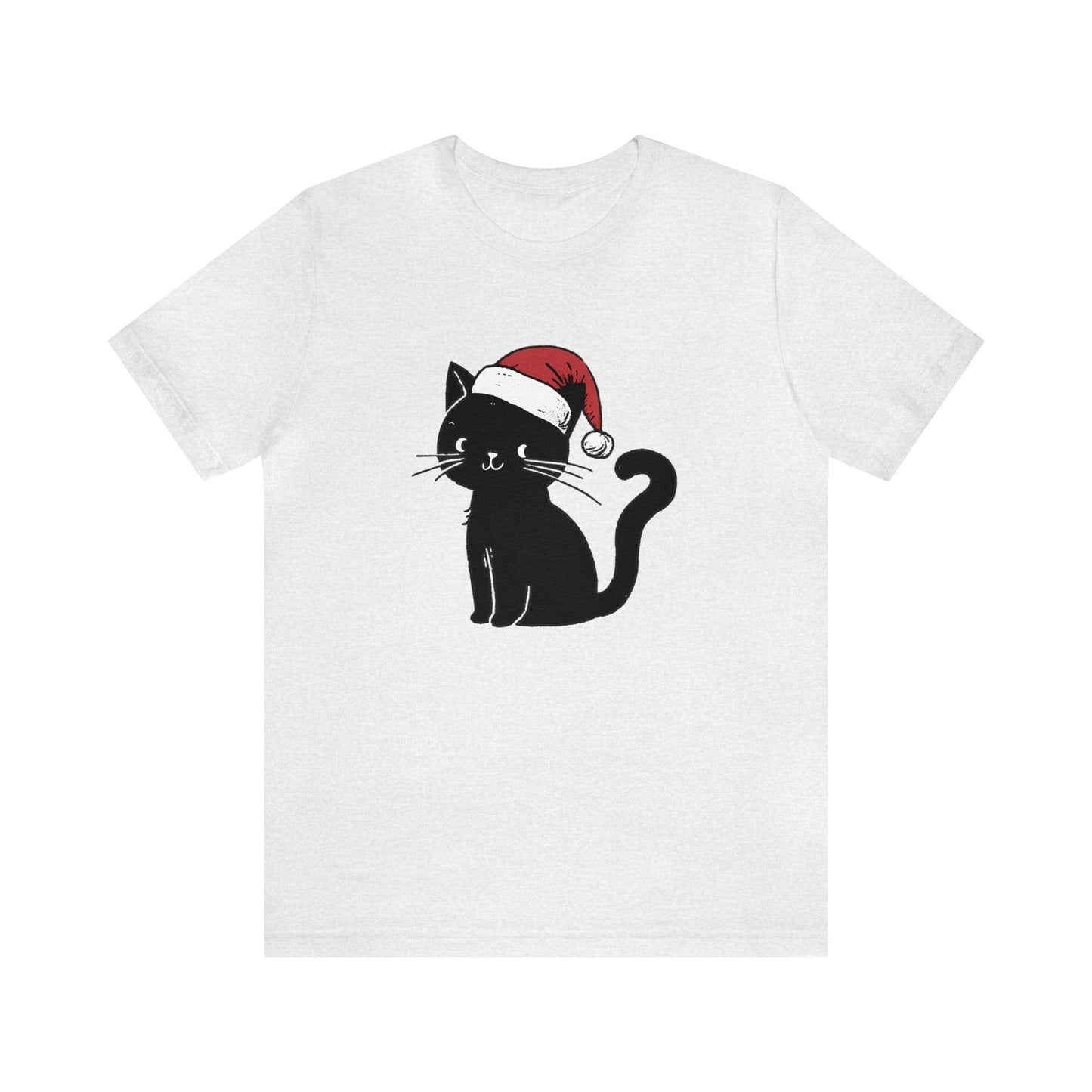 Christmas Cat Short Sleeve Tee ShirtT - ShirtVTZdesignsAshXSblack catchristmasclothing