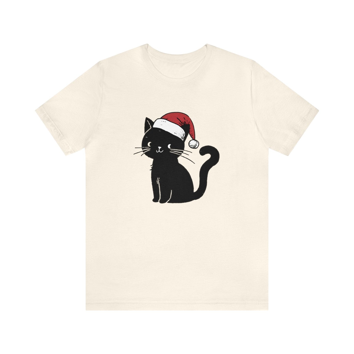 Christmas Cat Short Sleeve Tee ShirtT - ShirtVTZdesignsNaturalXSblack catchristmasclothing