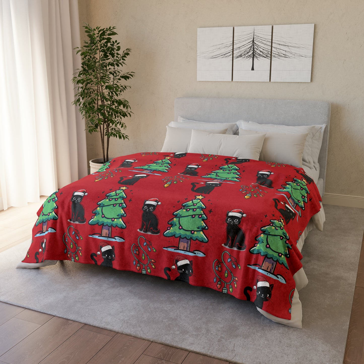 Christmas Cats BlanketHome DecorVTZdesigns60" × 80"BedBeddingBlankets
