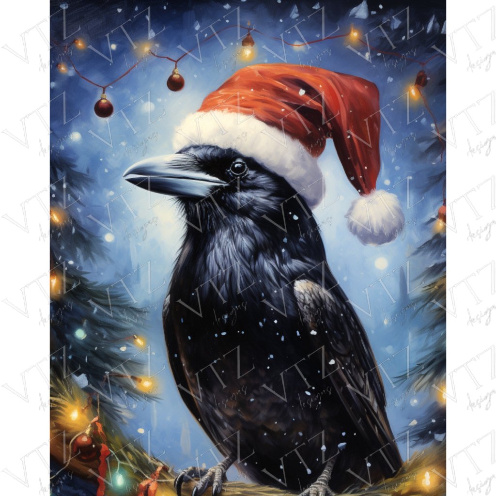 Christmas Raven PosterVTZdesigns5″×7″art printchristmaschristmas lights