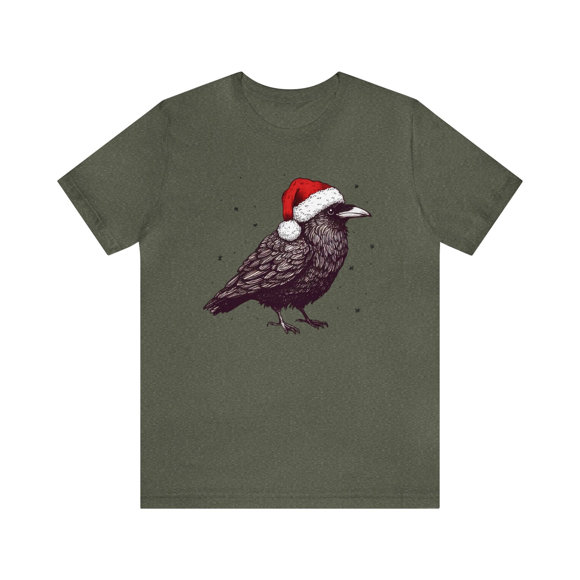 Christmas Raven Short Sleeve Tee ShirtT - ShirtVTZdesignsHeather Military GreenXSchristmasclothingCotton