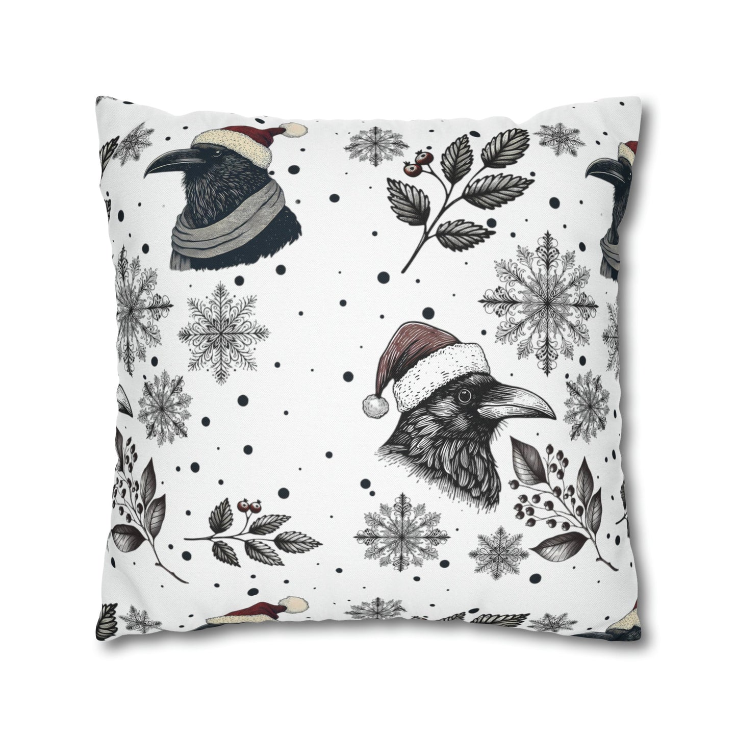 Christmas Ravens and Snowflakes Square Pillow CaseHome DecorVTZdesigns20" × 20"All Over PrintAOPBed