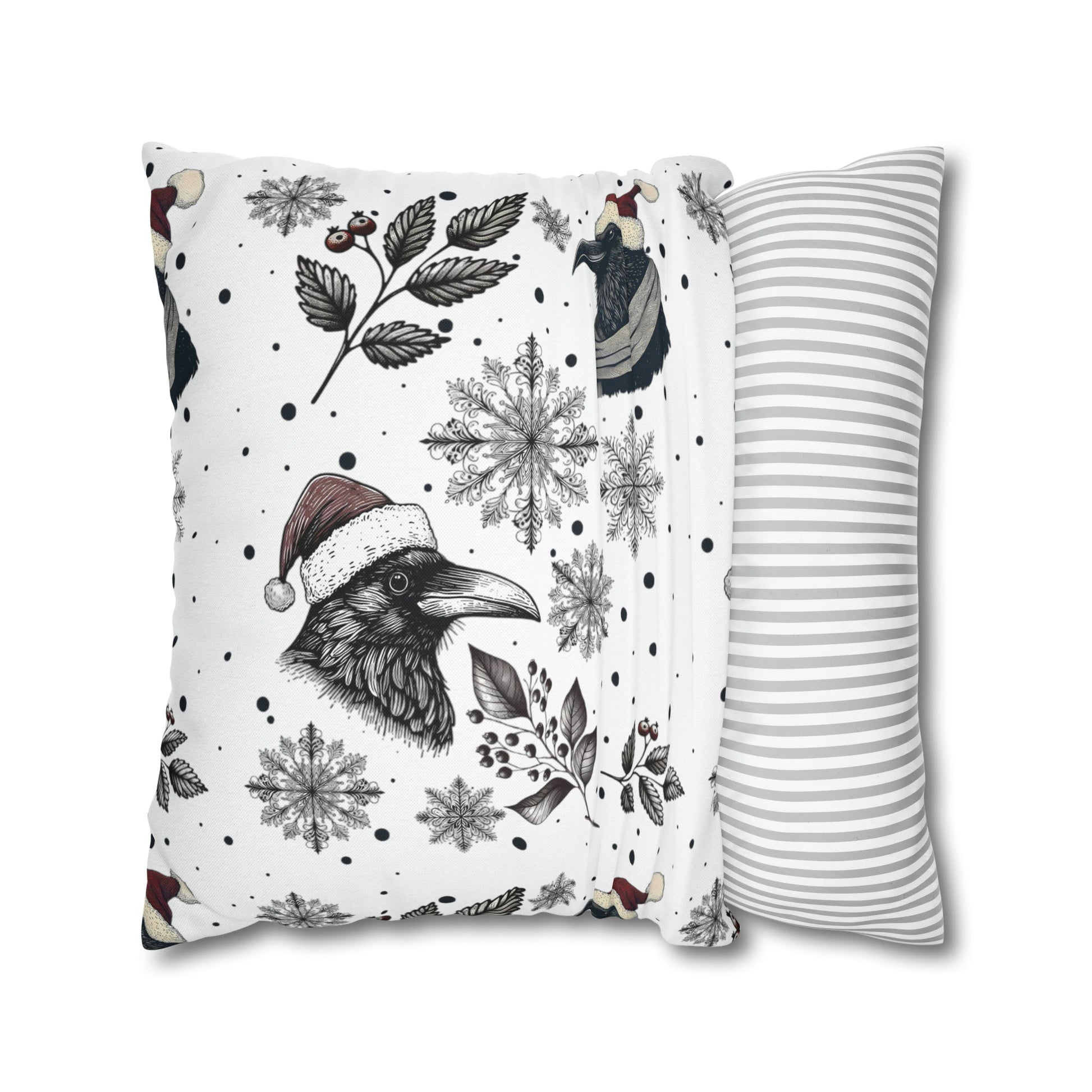 Christmas Ravens and Snowflakes Square Pillow CaseHome DecorVTZdesigns20" × 20"All Over PrintAOPBed