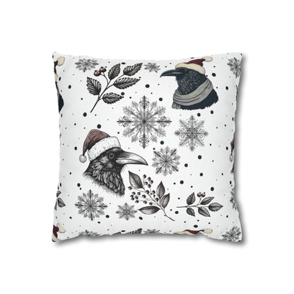 Christmas Ravens and Snowflakes Square Pillow CaseHome DecorVTZdesigns14" × 14"All Over PrintAOPBed