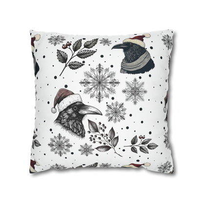 Christmas Ravens and Snowflakes Square Pillow CaseHome DecorVTZdesigns18" × 18"All Over PrintAOPBed