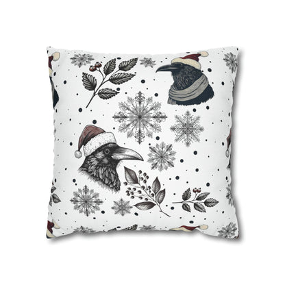 Christmas Ravens and Snowflakes Square Pillow CaseHome DecorVTZdesigns16" × 16"All Over PrintAOPBed