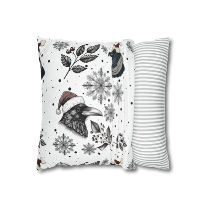 Christmas Ravens and Snowflakes Square Pillow CaseHome DecorVTZdesigns20" × 20"All Over PrintAOPBed