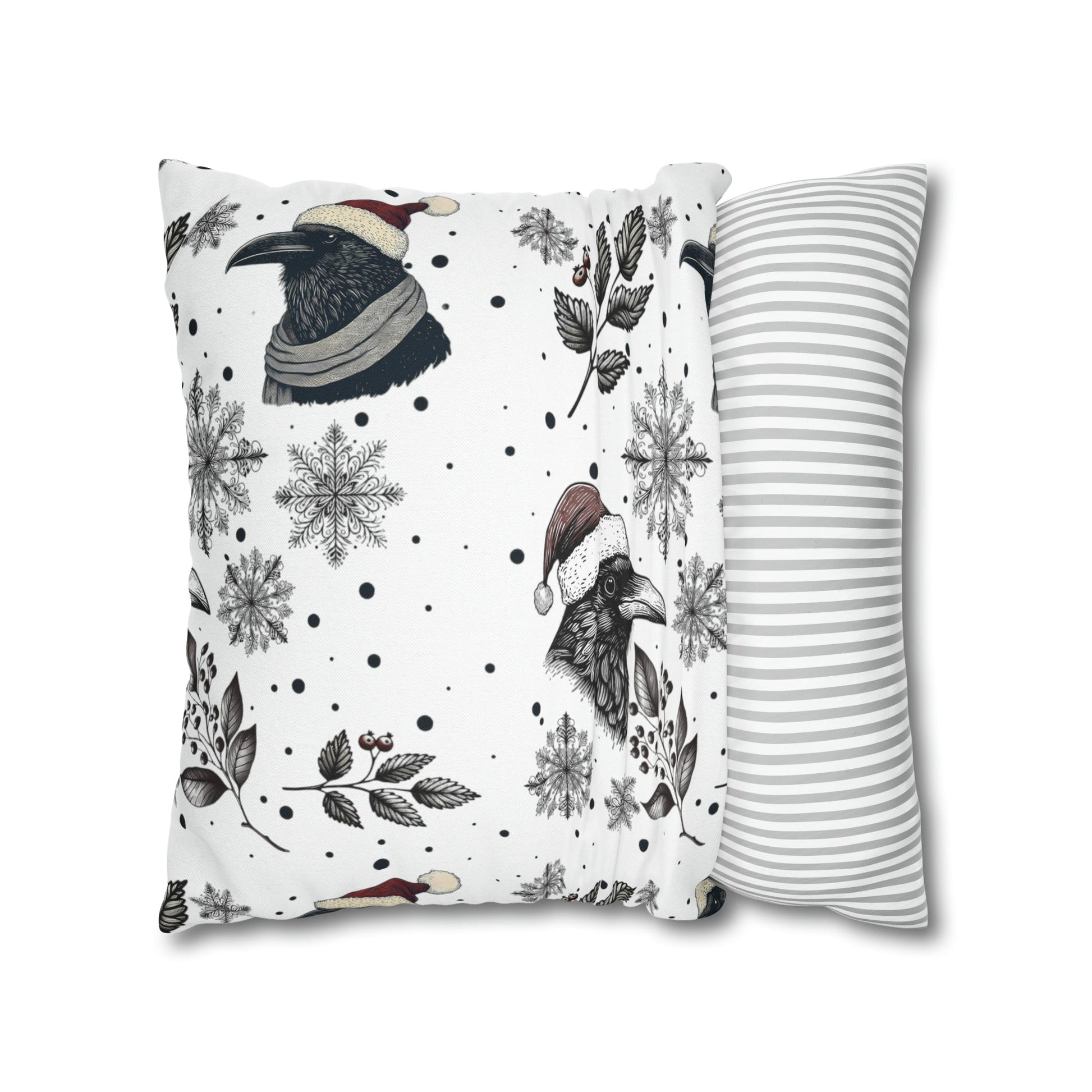Christmas Ravens and Snowflakes Square Pillow CaseHome DecorVTZdesigns20" × 20"All Over PrintAOPBed