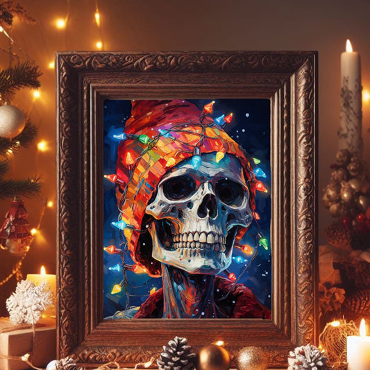 Christmas Skeleton PosterVTZdesigns5″×7″christmaschristmas lightsemo