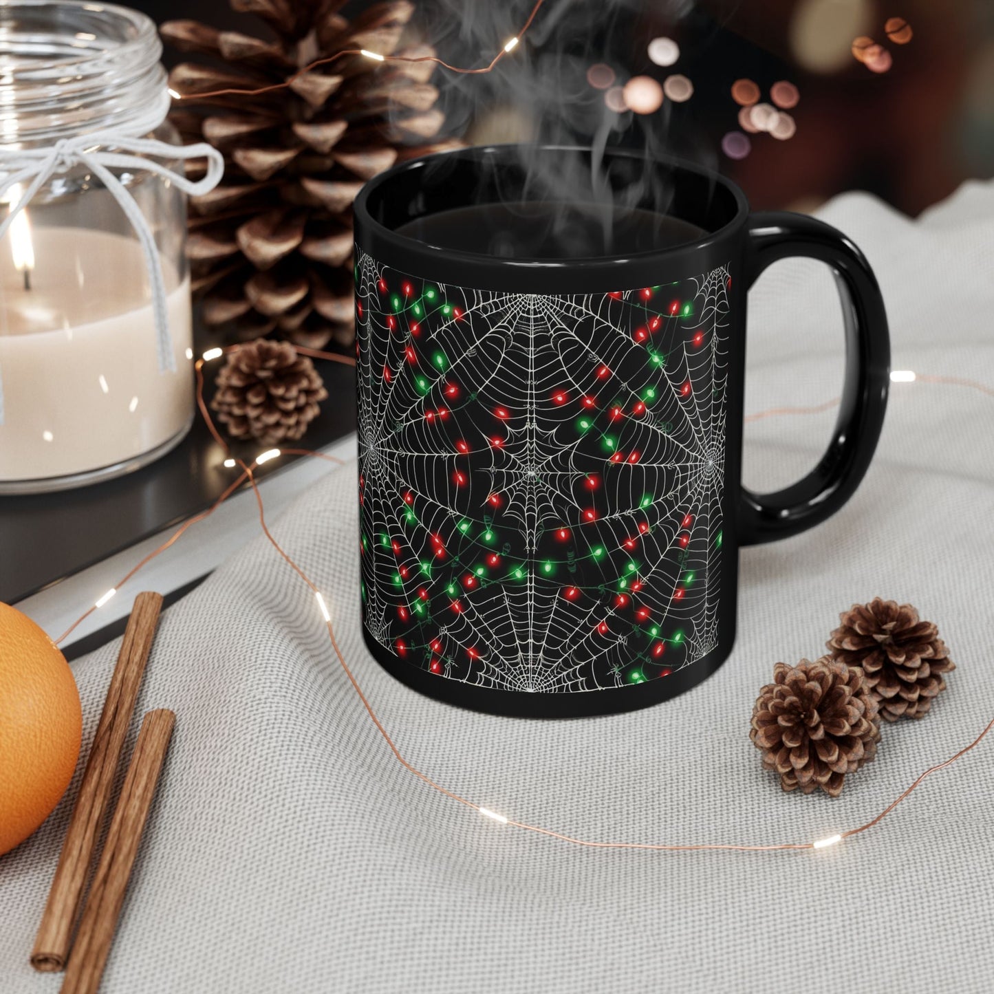 Christmas Spiderwebs Black MugMugVTZdesigns15oz11ozBack - to - SchoolBlack base