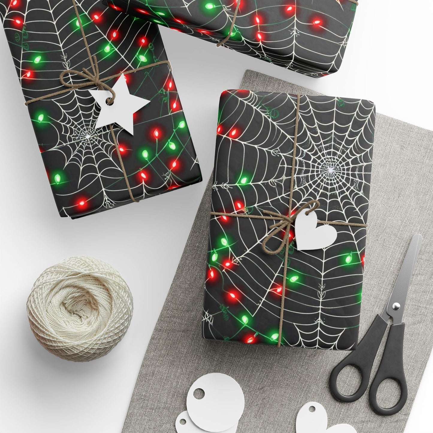 Christmas Spiderwebs Wrapping PaperHome DecorVTZdesigns30" x 180"MatteblackChristmaschristmas lights