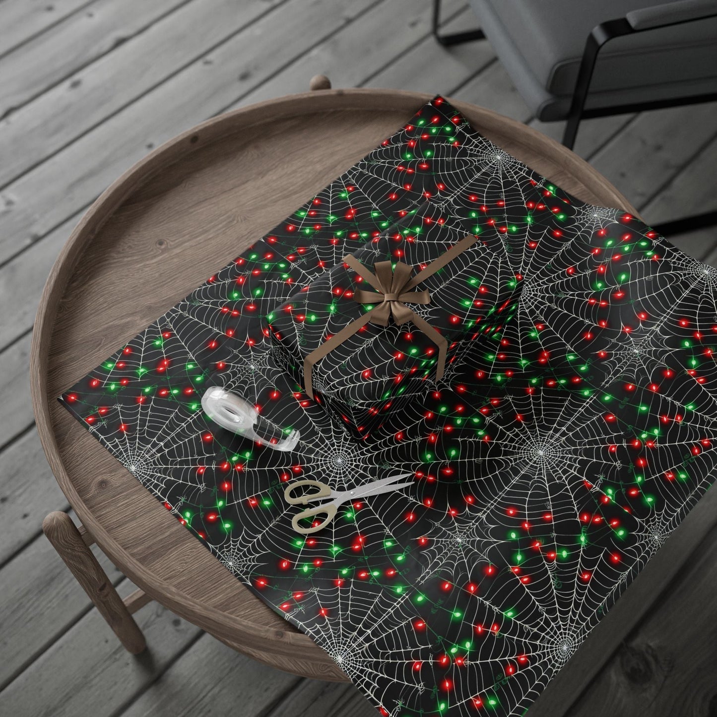 Christmas Spiderwebs Wrapping PaperHome DecorVTZdesigns30" x 180"MatteblackChristmaschristmas lights