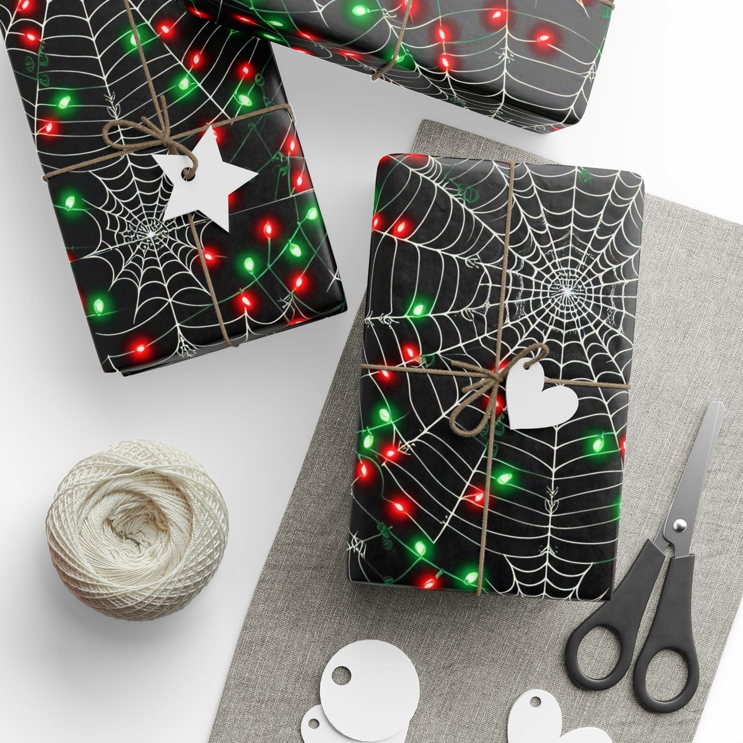 Christmas Spiderwebs Wrapping PaperHome DecorVTZdesigns30" x 180"MatteblackChristmaschristmas lights