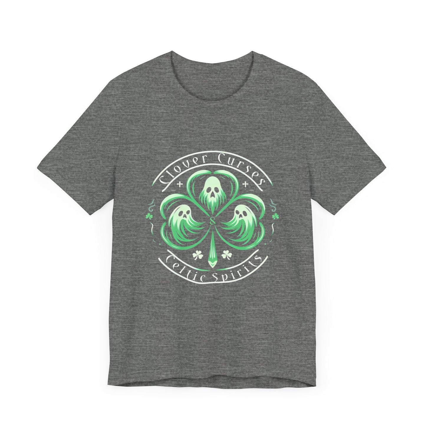 Clover Curses and Celtic Spirits Clover Ghosts Tee ShirtT - ShirtVTZdesignsDeep HeatherXSCottonCrew neckDTG