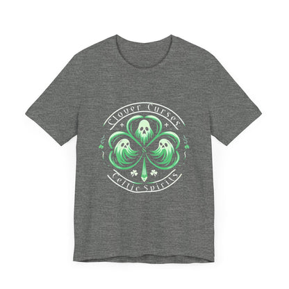 Clover Curses and Celtic Spirits Clover Ghosts Tee ShirtT - ShirtVTZdesignsDeep HeatherXSCottonCrew neckDTG