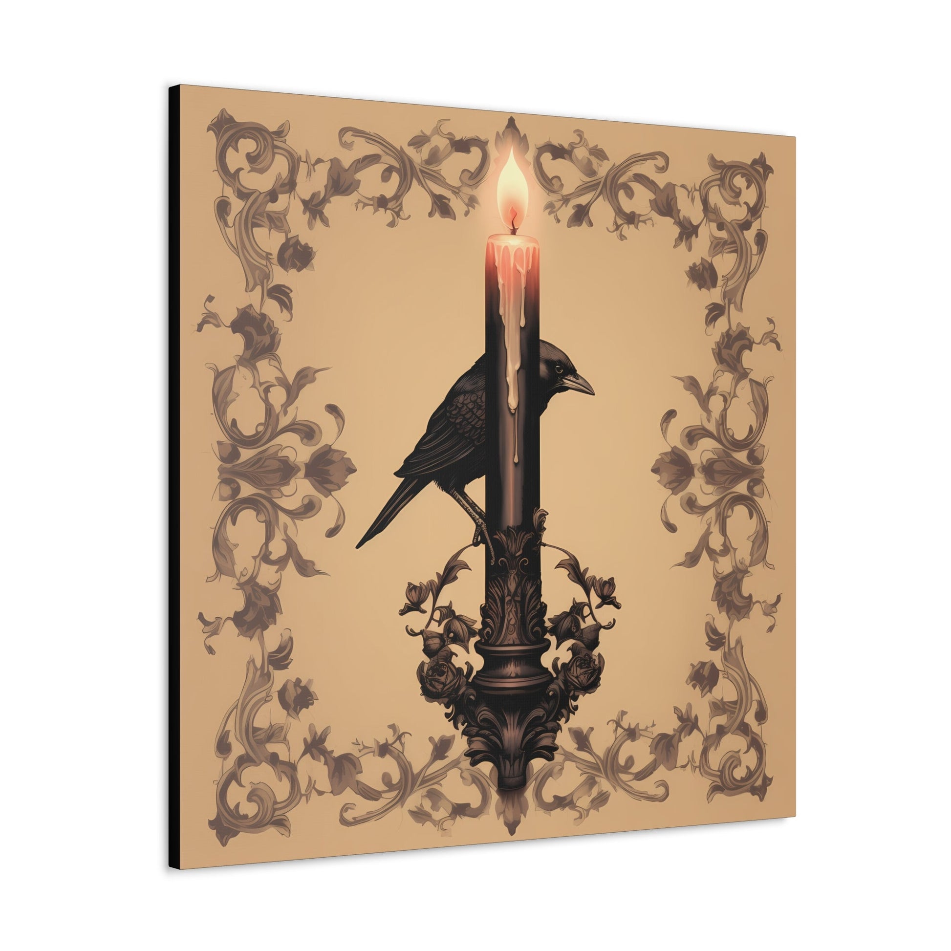 Crow Behind Tapered Candle Canvas Gallery WrapCanvasVTZdesigns36″ x 36″1.25"artArt & Wall Decorbaroque