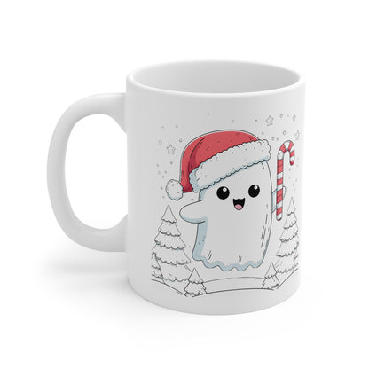 Cute Christmas Ghost Ceramic Mug 11ozMugVTZdesigns11oz11ozcandy canechristmas