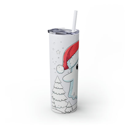 Cute Christmas Ghost Skinny Tumbler with Straw, 20ozMugVTZdesignsGlossyGlitter Iceberg20oz20 ozBottles & Tumblerschristmas