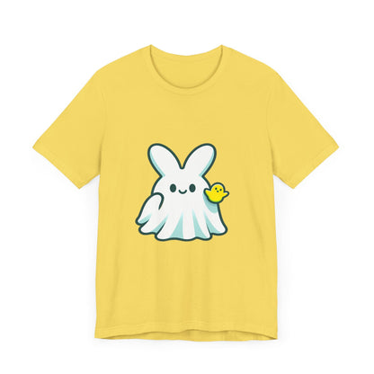 Cute Easter Bunny Ghost Short Sleeve Tee ShirtT - ShirtVTZdesignsMaize YellowXSCottonCrew neckDTG