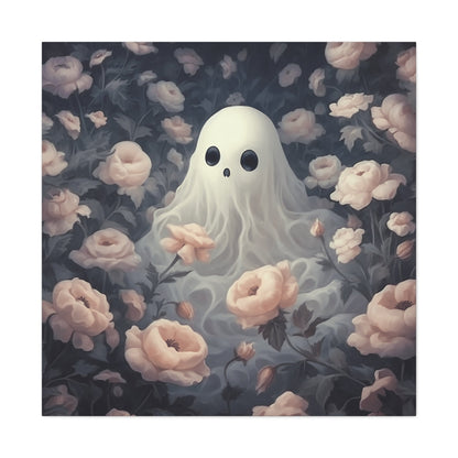 Cute Ghost in Rose Garden Canvas Gallery WrapCanvasVTZdesigns24″ x 24″1.25"Art & Wall DecorCanvasFall Picks