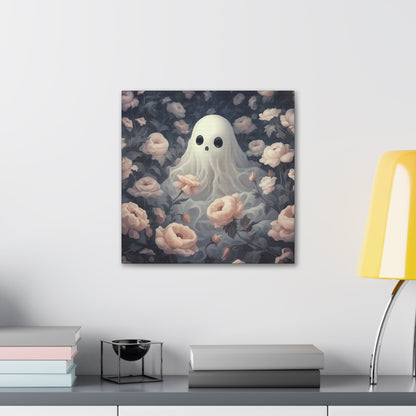 Cute Ghost in Rose Garden Canvas Gallery WrapCanvasVTZdesigns24″ x 24″1.25"Art & Wall DecorCanvasFall Picks