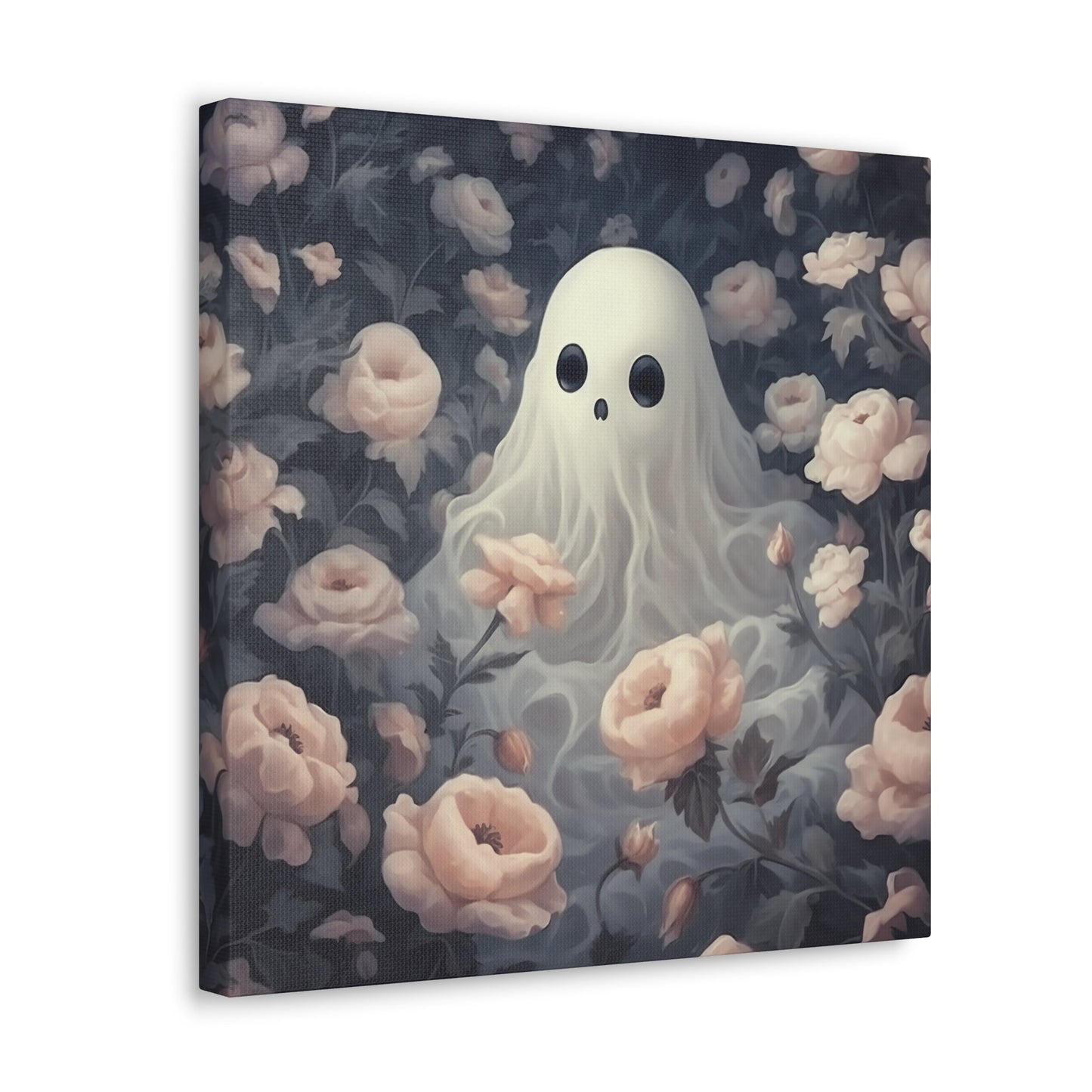 Cute Ghost in Rose Garden Canvas Gallery WrapCanvasVTZdesigns16″ x 16″1.25"Art & Wall DecorCanvasFall Picks