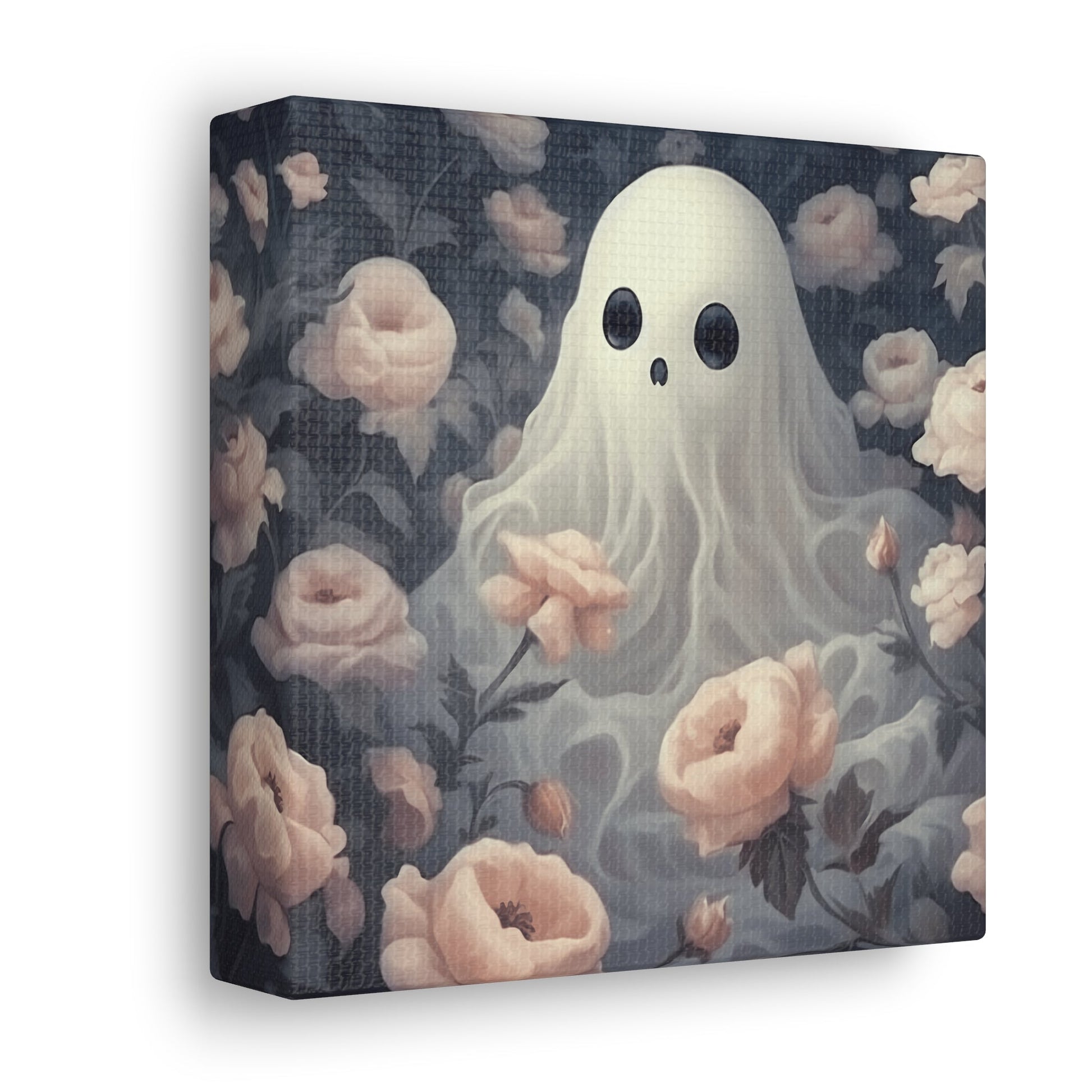 Cute Ghost in Rose Garden Canvas Gallery WrapCanvasVTZdesigns6″ x 6″1.25"Art & Wall DecorCanvasFall Picks