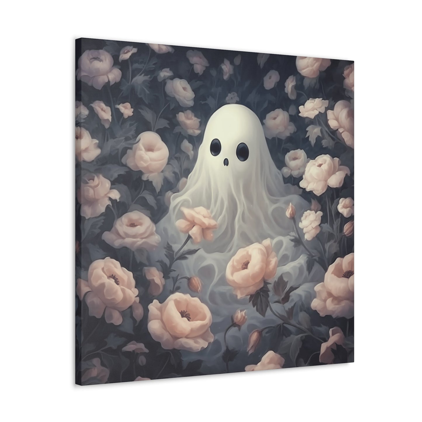 Cute Ghost in Rose Garden Canvas Gallery WrapCanvasVTZdesigns30″ x 30″1.25"Art & Wall DecorCanvasFall Picks