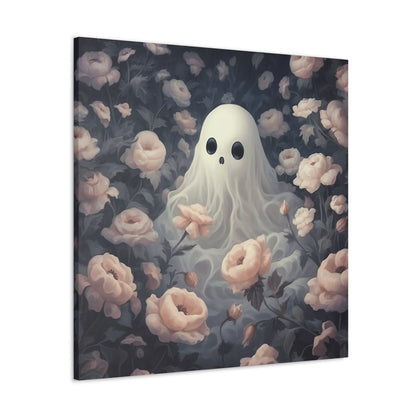 Cute Ghost in Rose Garden Canvas Gallery WrapCanvasVTZdesigns36″ x 36″1.25"Art & Wall DecorCanvasFall Picks