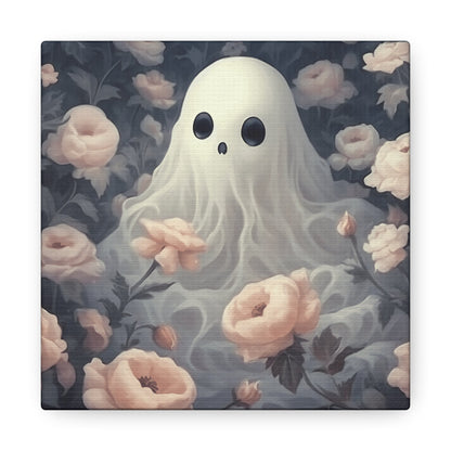 Cute Ghost in Rose Garden Canvas Gallery WrapCanvasVTZdesigns24″ x 24″1.25"Art & Wall DecorCanvasFall Picks