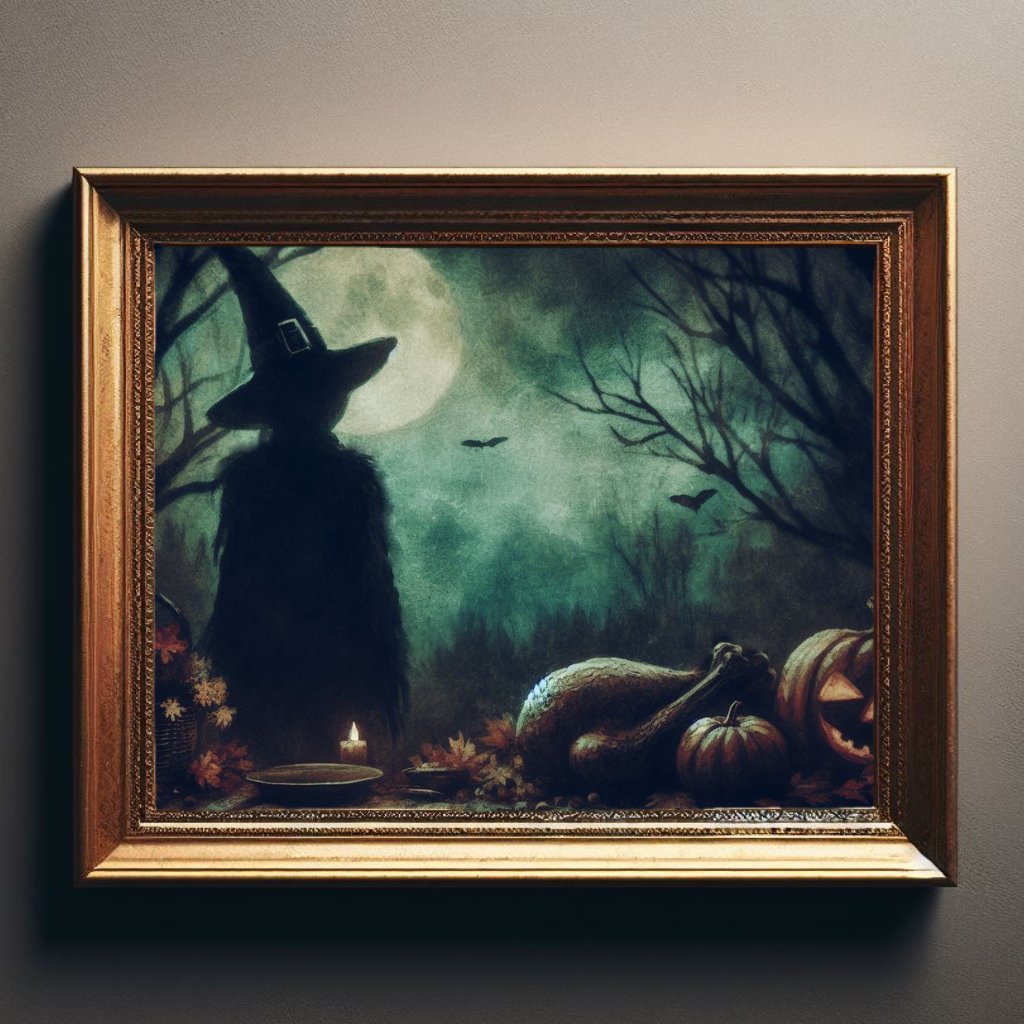 Dark Thanksgiving Night PosterVTZdesigns5″×7″Art & Wall Decorautumndark academia