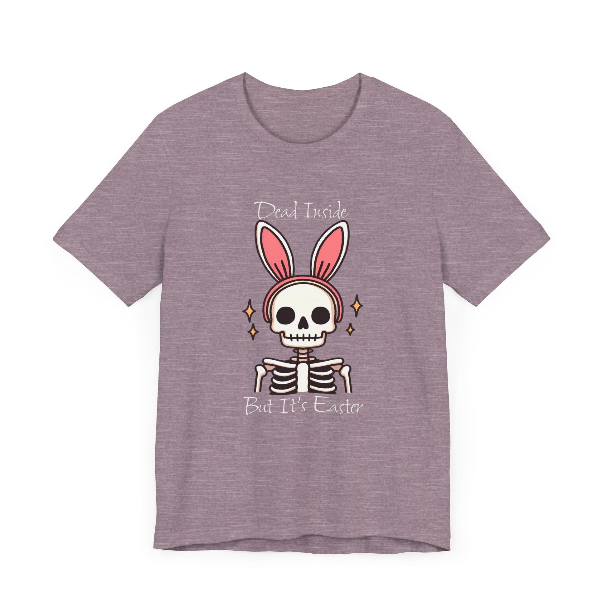 Dead Inside But It's Easter Short Sleeve Tee ShirtT - ShirtVTZdesignsHeather PurpleXSbunny earsCottonCrew neck